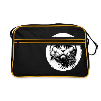 Chat mignon pli écossais Portrait noir et blanc - Sac Retro - noir/or - Devant