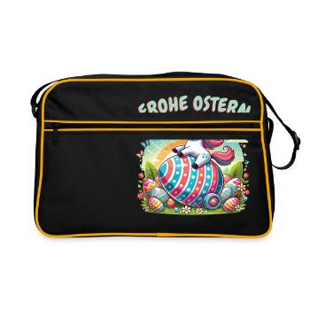 Happy Easter Unicorn – Funny Easter Egg Design - Retro Bag - black/gold - Front
