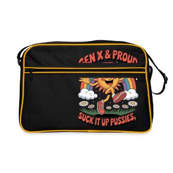 Gen X und Stolz - Retro Tasche - Schwarz/Gold - Vorne