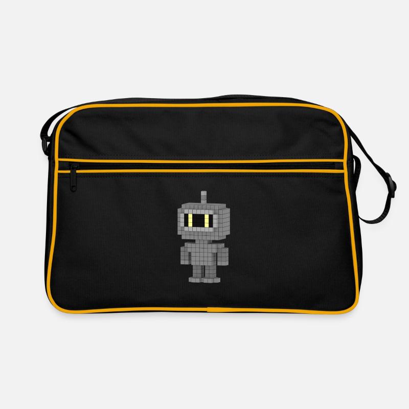 Roboter - Retro Tasche - Schwarz/Gold