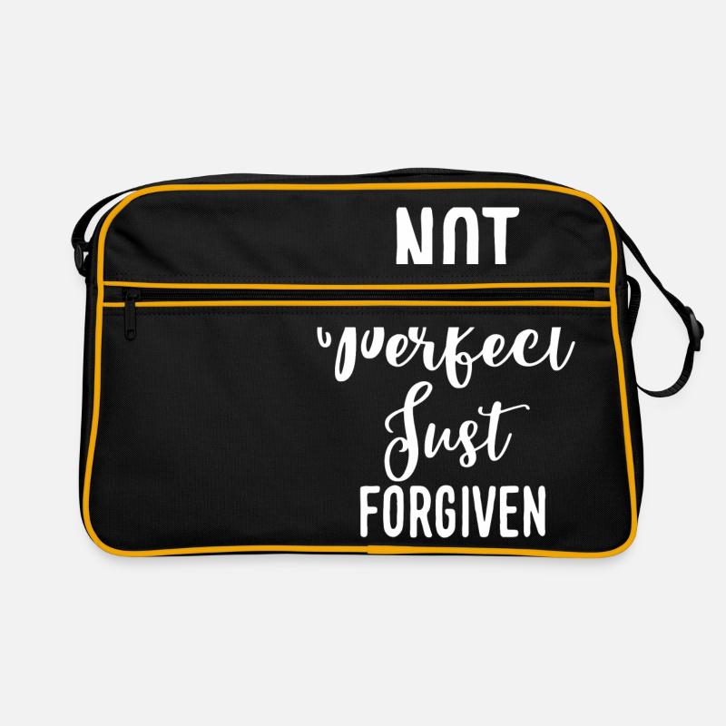 Not perfect just forgiven christliches Geschenk - Retro Tasche - Schwarz/Gold