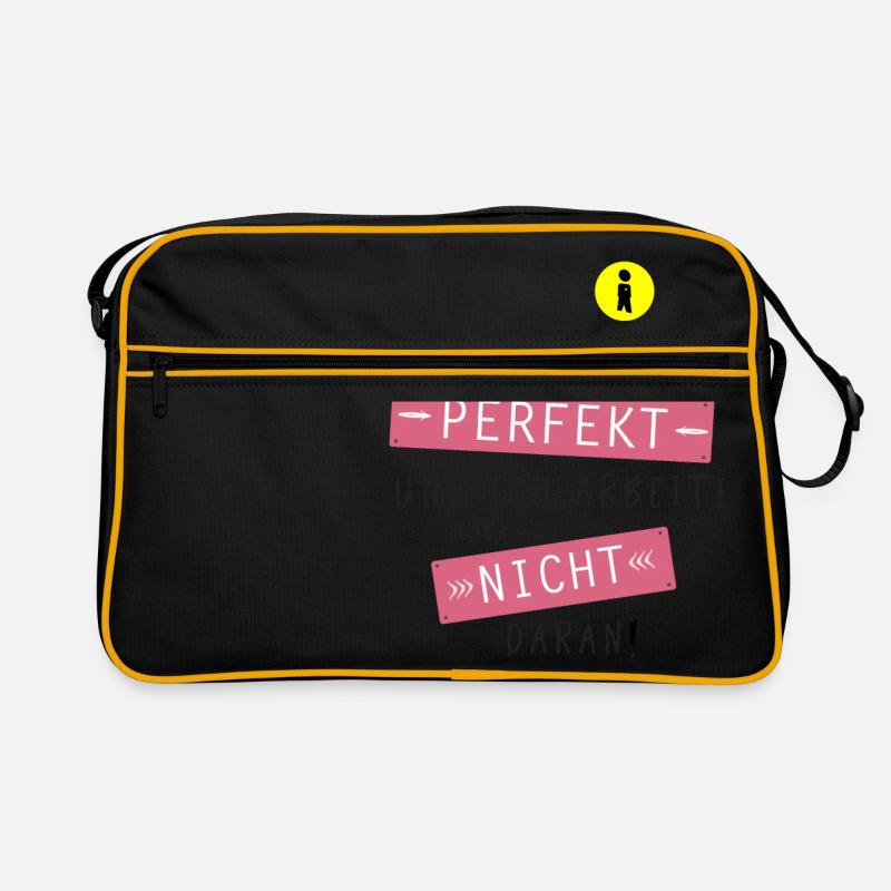 Ich bin nicht perfekt und ich arbeite nicht daran! - Retro Tasche - Schwarz/Gold