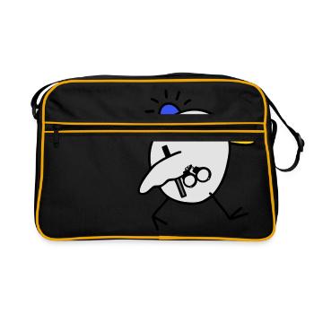 Blue light handcuffs bird police - Retro Bag - black/gold - Front