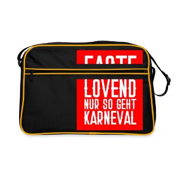 Fastelovend - so geht Karneval Kostüm Köln Alaaf - Retro Tasche - Schwarz/Gold - Vorne