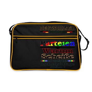 Deutschland deine Politik - Version 1 - Retro Tasche - Schwarz/Gold - Vorne