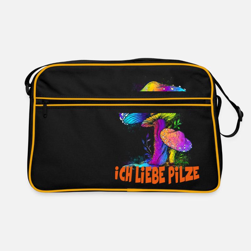 Ich liebe Pilze, bunte Pilze, Pilz, Geschenkidee Retro Tasche