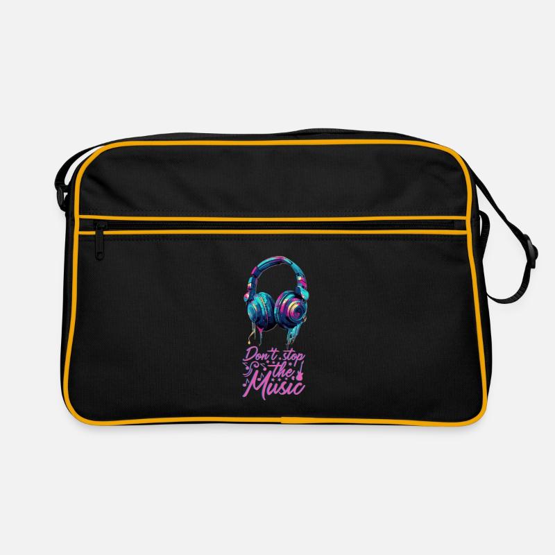 Kopfhörer don't stop the music coole Farben - Retro Tasche - Schwarz/Gold
