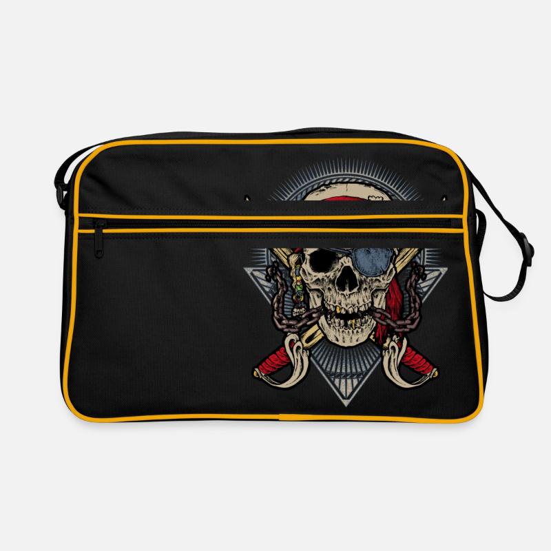 Skull pirate mft - Retro Tasche - Schwarz/Gold