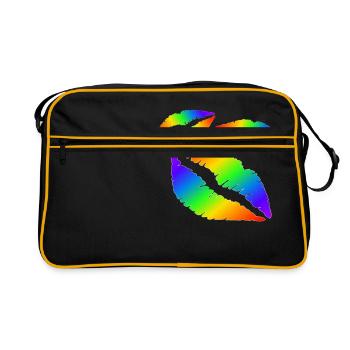 Lippen Küsse - Retro Tasche - Schwarz/Gold - Vorne