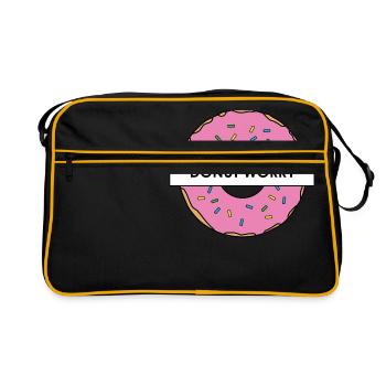 Donut Worry - Retro Tasche - Schwarz/Gold - Vorne