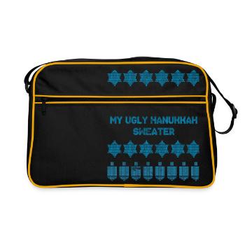 Ugly Hanukkah, Hanukkah, Festival of Lights, Gift - Retro Bag - black/gold - Front