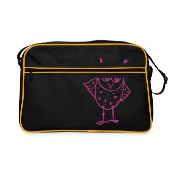 Owl Trudi magenta - Retro Bag - black/gold - Front