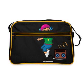 Hip Hop Girl Danse Avec Ghetto Blaster Breakdance - Sac Retro - noir/or - Devant