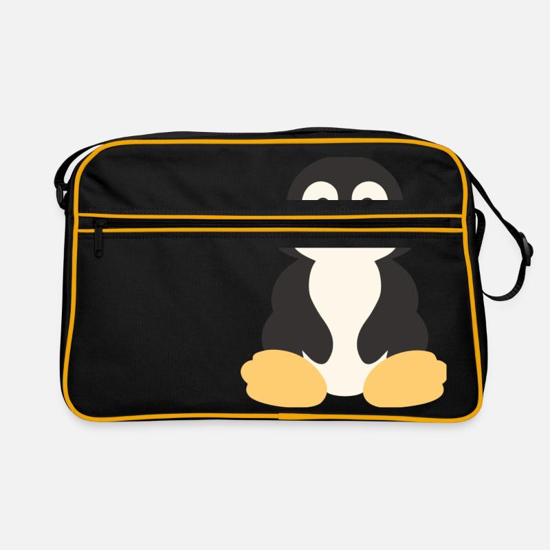Pinguin - Retro Tasche - Schwarz/Gold