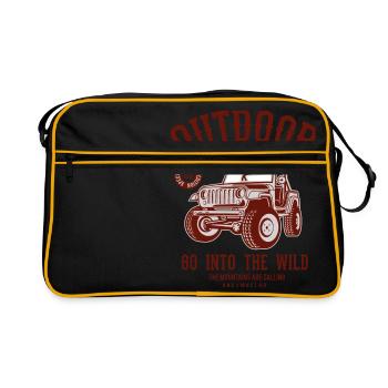 OUTDOOR ADVENTURE JEEP- Offroad & Outdoor Geschenk - Retro Tasche - Schwarz/Gold - Vorne