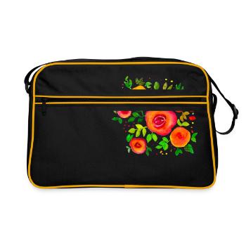 Bouquet coloré Bouquet floral Aquarelle - Sac Retro - noir/or - Devant