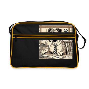 Boxer au bureau - style ukiyo-e - Sac Retro - noir/or - Devant