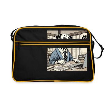 Damlmartiner au bureau - Ukiyo-e Style - Sac Retro - noir/or - Devant