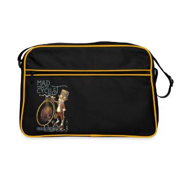 Steampunk Penny Farthing Bicycle Funny Mad Cyclist - Retro Bag - black/gold - Front