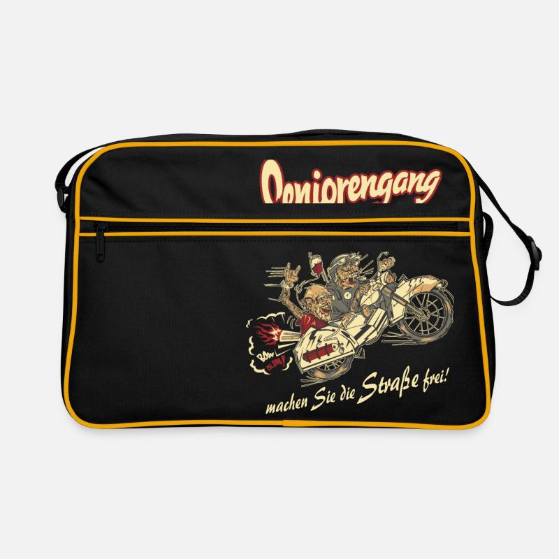 Design 2016 - Seniorengang - RAHMENLOS tshirt - Retro Tasche - Schwarz/Gold