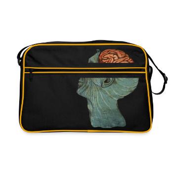 Gehirn - Retro Tasche - Schwarz/Gold - Vorne