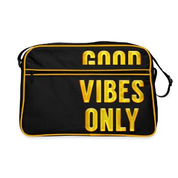 Nur gute Schwingungen. Motivationsgeschenke für Freunde - Retro Tasche - Schwarz/Gold - Vorne