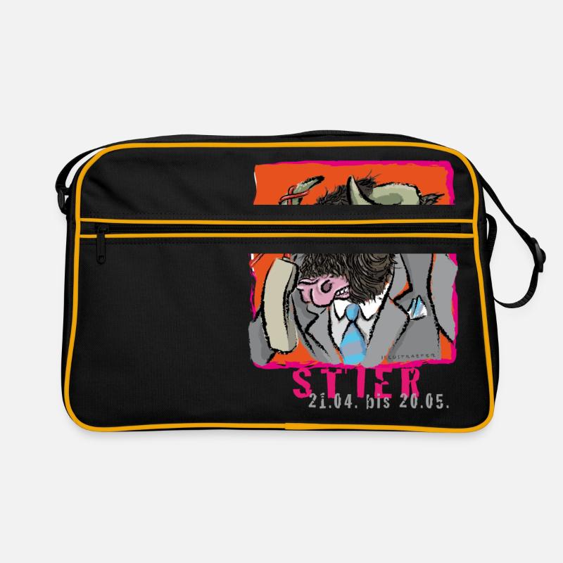 Sternzeichen-Stier - Retro Tasche - Schwarz/Gold