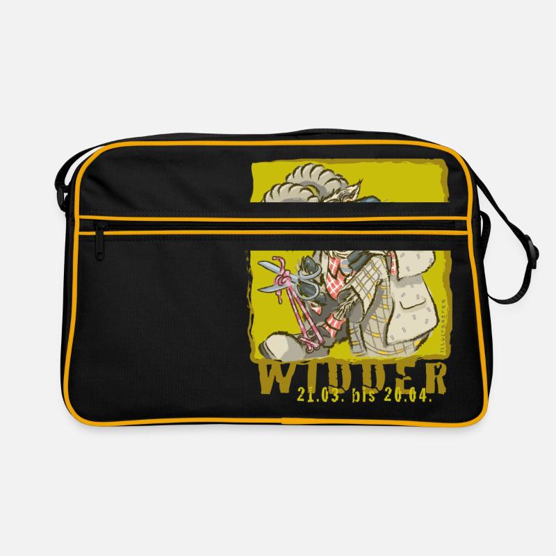 Sternzeichen-Widder - Retro Tasche - Schwarz/Gold