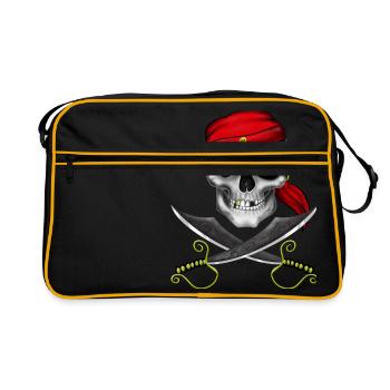 Crâne de pirate - Sac Retro - noir/or - Devant