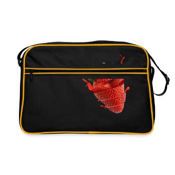 Strawberry with splash - Retro Bag - black/gold - Front