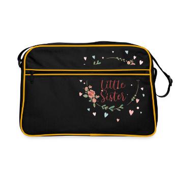 Ich bin die kleine Schwester - Retro Tasche - Schwarz/Gold - Vorne