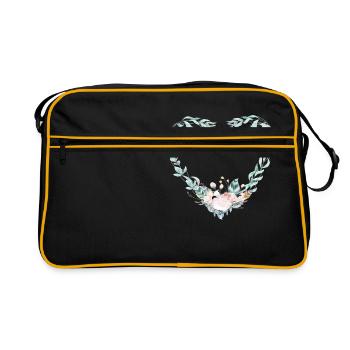 heart_watercolour_wreath_kopieren_uuuu - Retro Tasche - Schwarz/Gold - Vorne