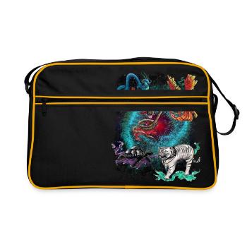 5 sacred animals - Retro Bag - black/gold - Front