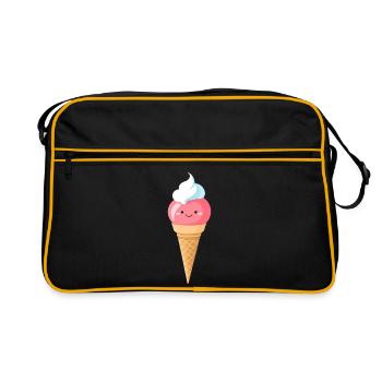 Pastell-Eis mit Lächeln - Retro Tasche - Schwarz/Gold - Vorne