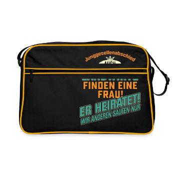 JGA Team - Landwirt - petrol strong orange - - Retro Tasche - Schwarz/Gold - Vorne