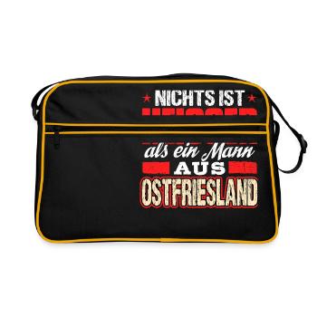 OSTFRIESLAND - heiss - Retro Tasche - Schwarz/Gold - Vorne