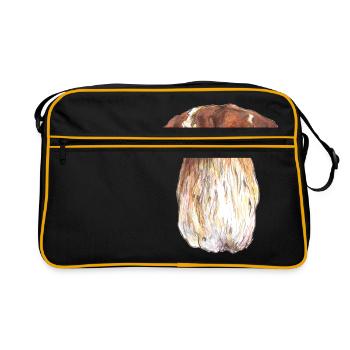 Steinpilz / Boletus /fungi - Retro Tasche - Schwarz/Gold - Vorne