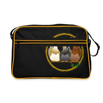 Poules poulets poulet coq poulets oiseau oeuf pâques - Sac Retro - noir/or - Devant