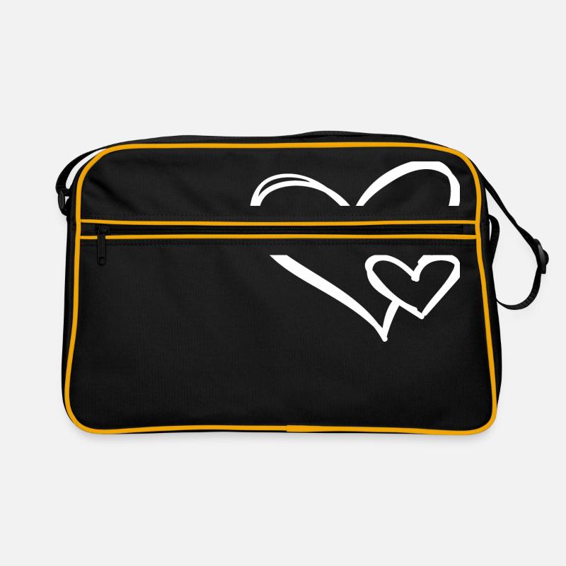 Weißes Herz Retro Tasche