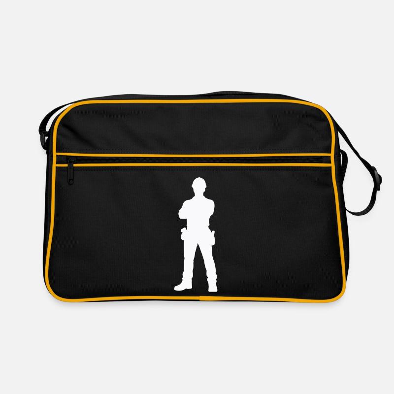 Construction Worker Construction Silhouette Retro Bag