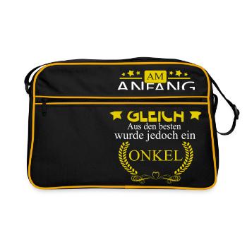 Der beste Onkel von alles ist ein super mensch - Retro Tasche - Schwarz/Gold - Vorne