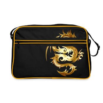 idée cadeau d'or de dragon chinois - Sac Retro - noir/or - Devant