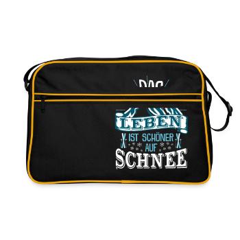 Das Leben ist schöner auf Schnee Winter Skifahren - Retro Tasche - Schwarz/Gold - Vorne