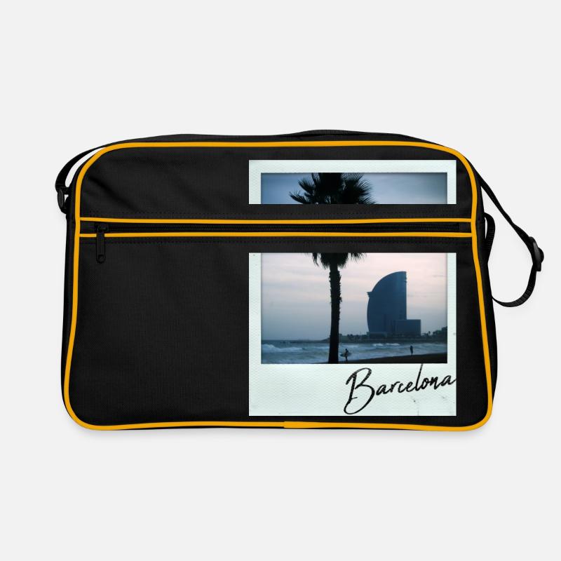 Barcelona Strand - Retro Tasche - Schwarz/Gold