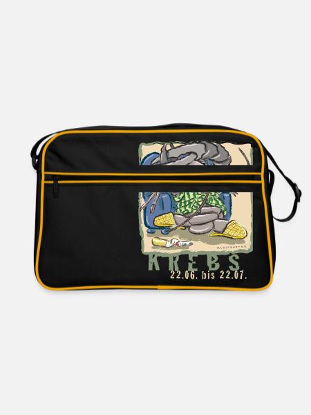 Sternzeichen-Krebs - Retro Tasche - Schwarz/Gold - Vorne