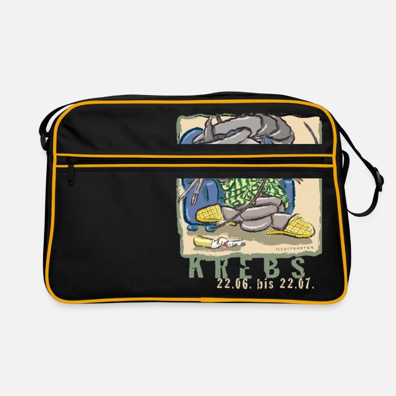 Sternzeichen-Krebs - Retro Tasche - Schwarz/Gold