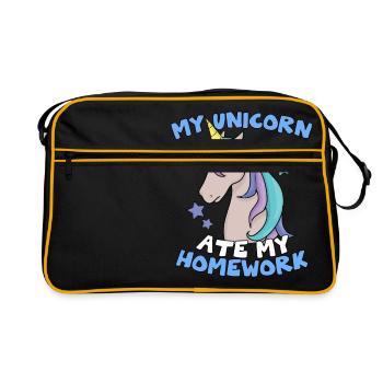 Licorne folle mignonne - devoirs scolaires drôle de magie - Sac Retro - noir/or - Devant
