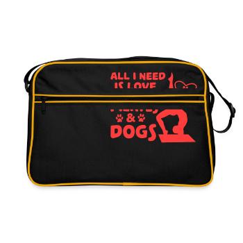 L'amour des chiens et du yoga Tshirt Design - Sac Retro - noir/or - Devant