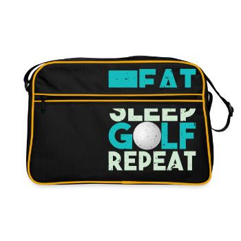 Conception drôle manger le sommeil répétition de golf T-shirt - Sac Retro - noir/or - Devant