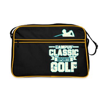 Campus Classic Sports Golf Tshirt Design - Retro Bag - black/gold - Front